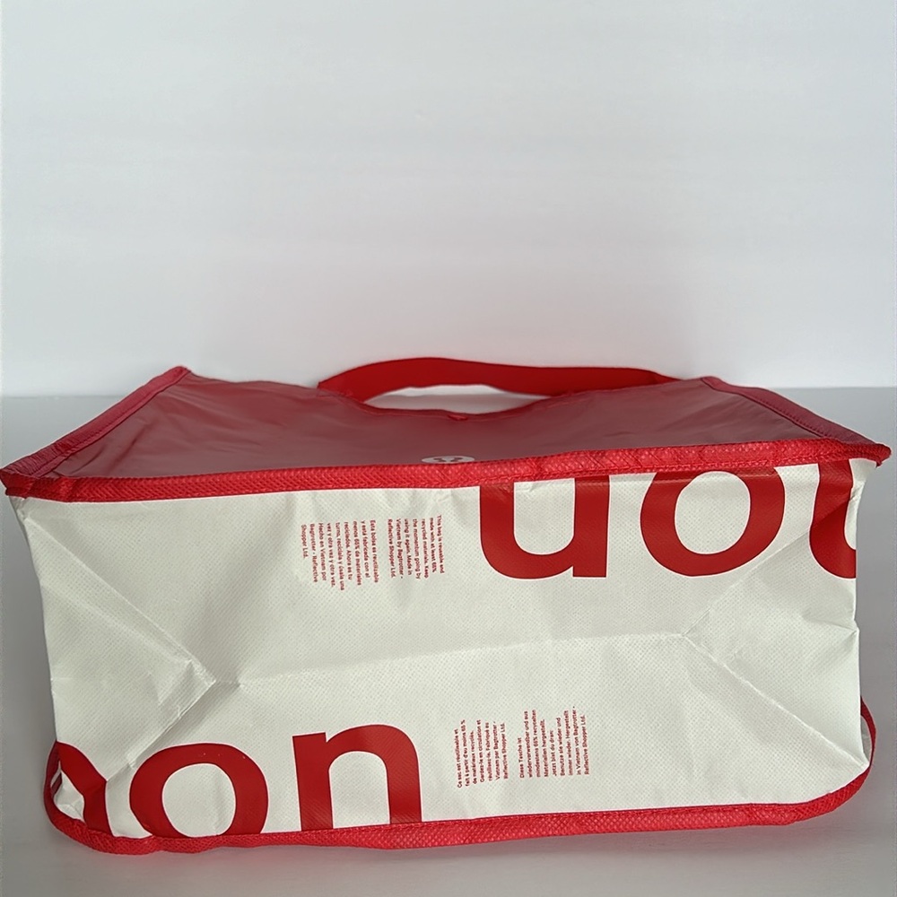 🆕 LULULEMON Three Reusable Totes Carryall Handbag Shopping Bags Black Red White - Picture 13 of 16